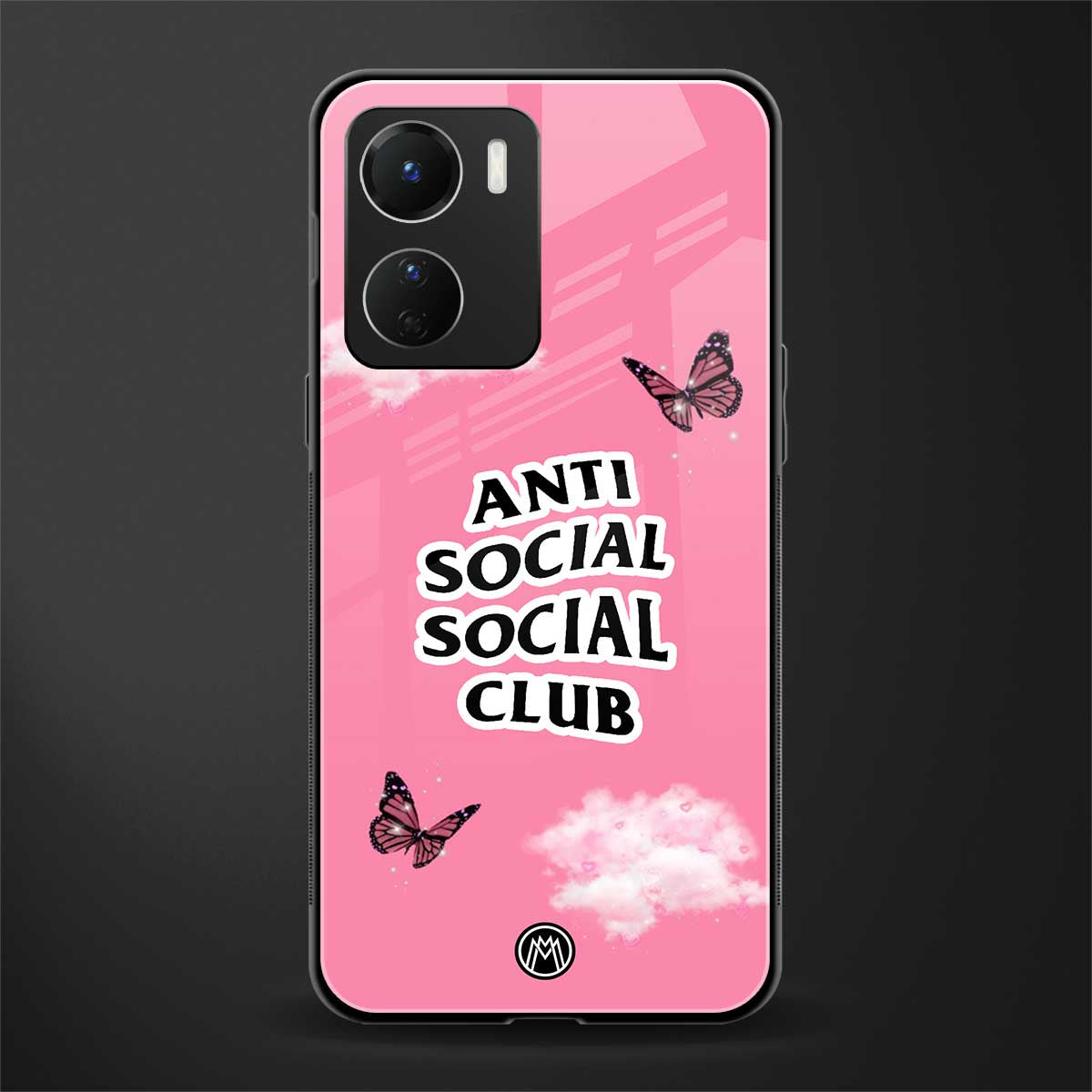 anti social social club pink edition back phone cover | glass case for vivo y16