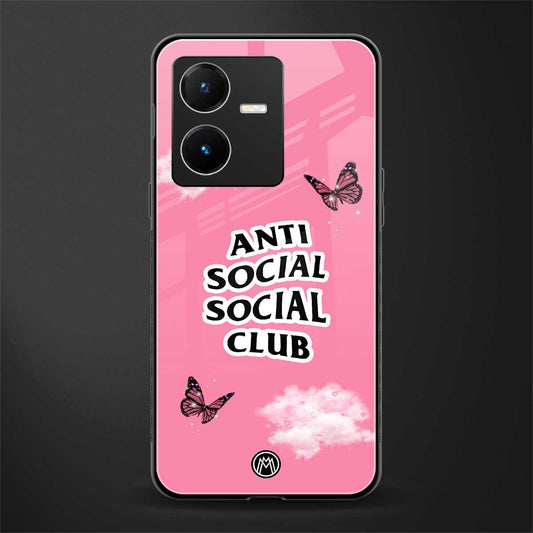 anti social social club pink edition back phone cover | glass case for vivo y22