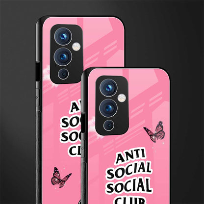 anti social social club pink edition back phone cover | glass case for oneplus 9