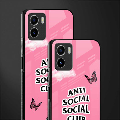 anti social social club pink edition back phone cover | glass case for vivo y72