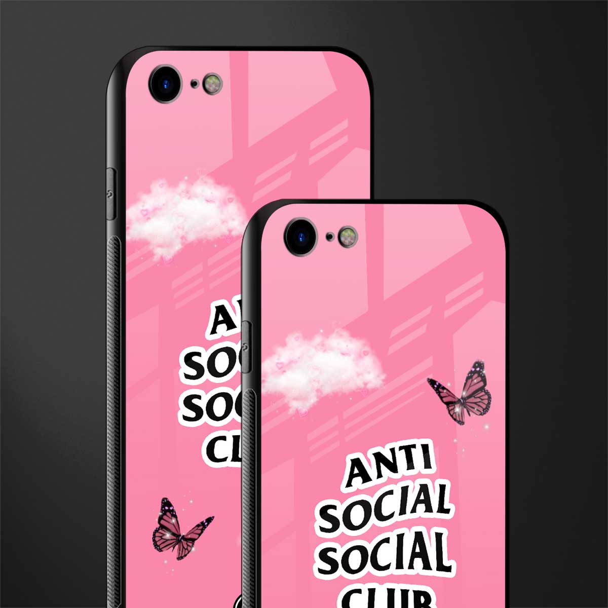 anti social social club pink edition glass case for iphone 8 image-2