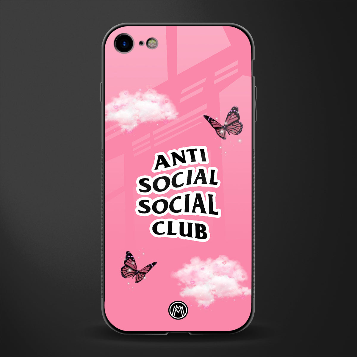 anti social social club pink edition glass case for iphone 8 image