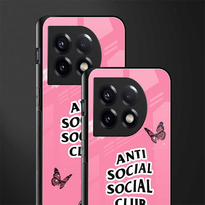 anti social social club pink edition back phone cover | glass case for oneplus 11