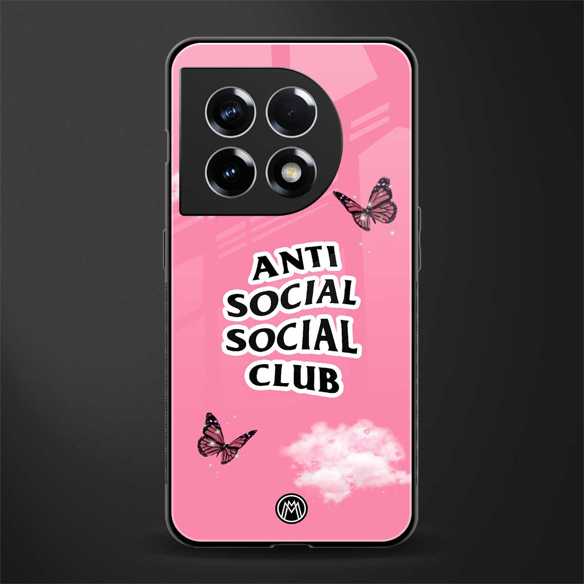 anti social social club pink edition back phone cover | glass case for oneplus 11