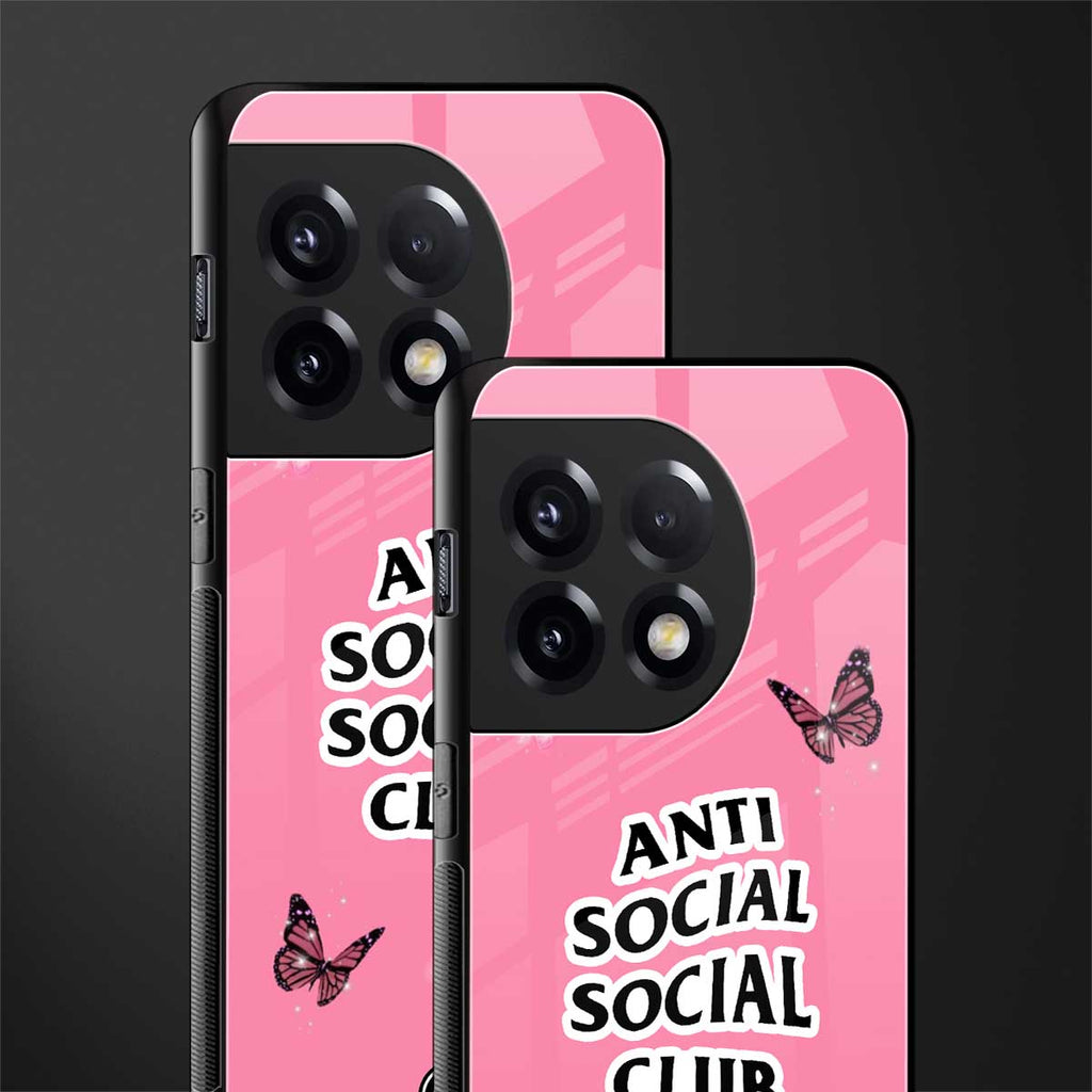 anti social social club pink edition back phone cover | glass case for oneplus 11r