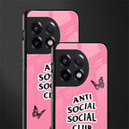 anti social social club pink edition back phone cover | glass case for oneplus 11r