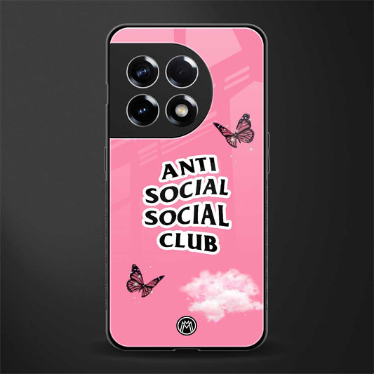 anti social social club pink edition back phone cover | glass case for oneplus 11r