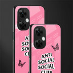 anti social social club pink edition back phone cover | glass case for oneplus nord ce 3 lite