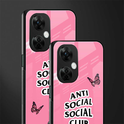anti social social club pink edition back phone cover | glass case for oneplus nord ce 3 lite