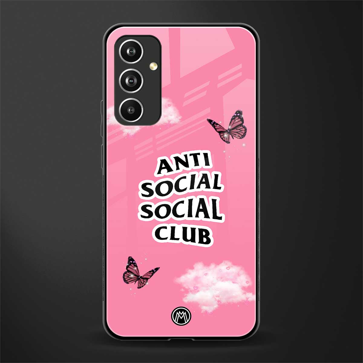 anti social social club pink edition back phone cover | glass case for samsung galaxy a54 5g