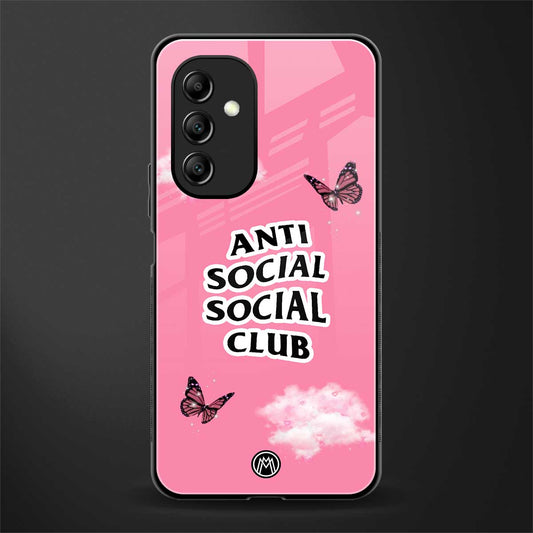 anti social social club pink edition back phone cover | glass case for samsung galaxy a14 5g