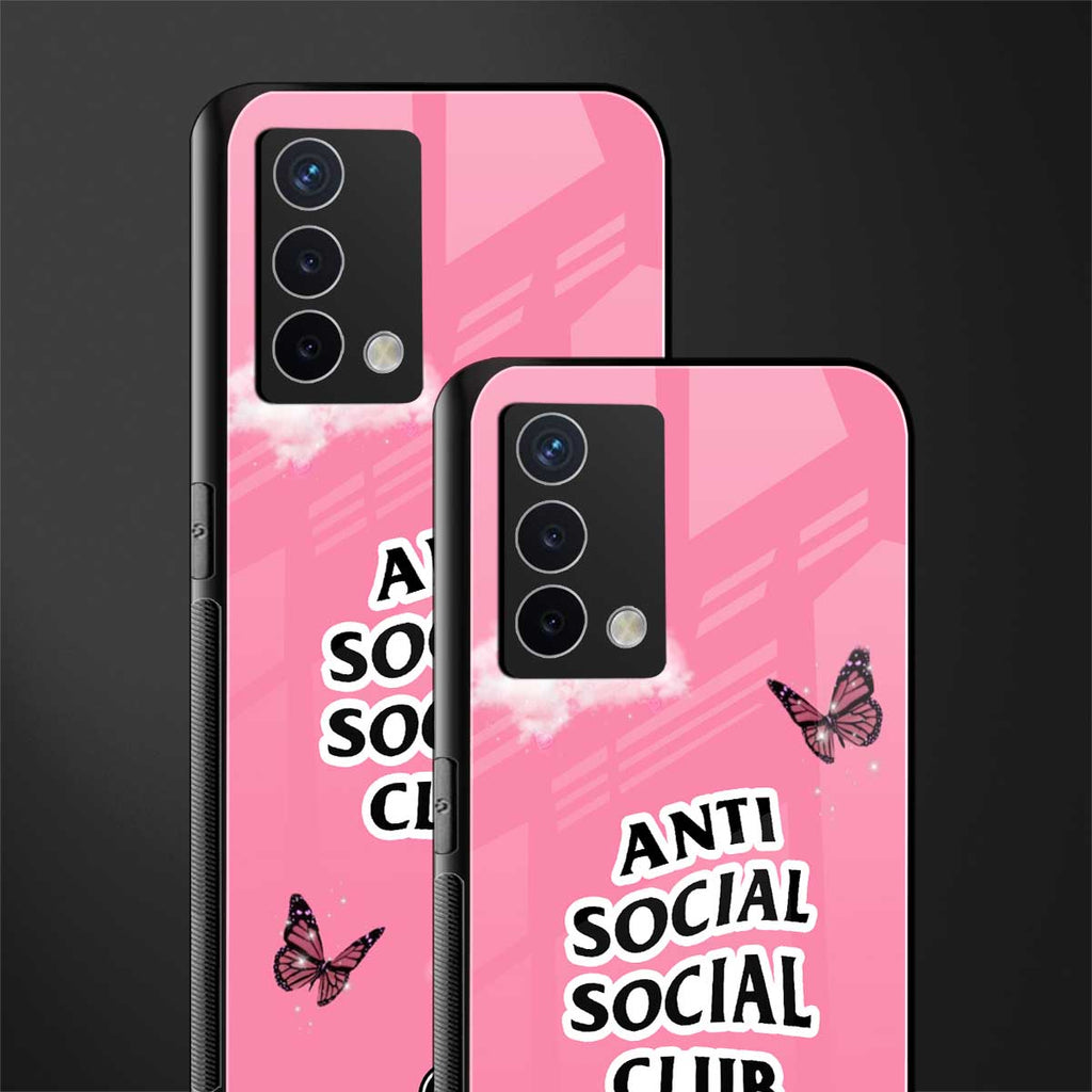 anti social social club pink edition back phone cover | glass case for oppo a74 4g