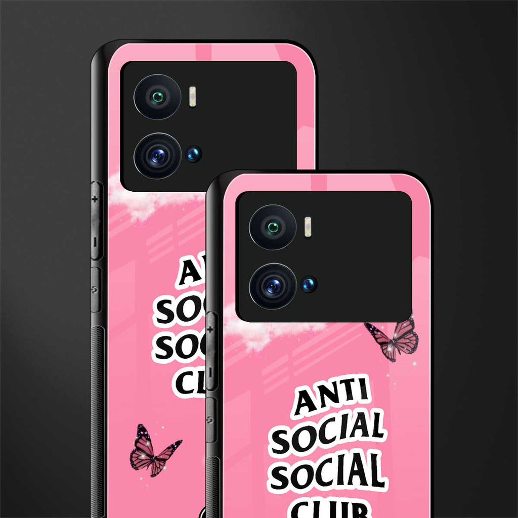 anti social social club pink edition back phone cover | glass case for iQOO 9 Pro