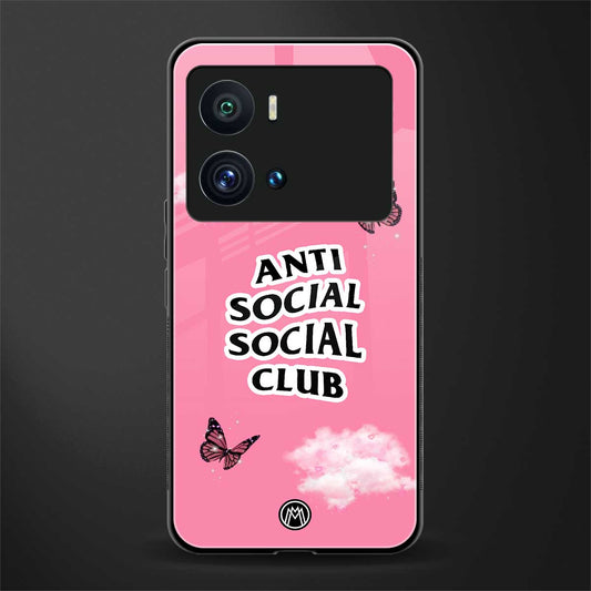 anti social social club pink edition back phone cover | glass case for iQOO 9 Pro