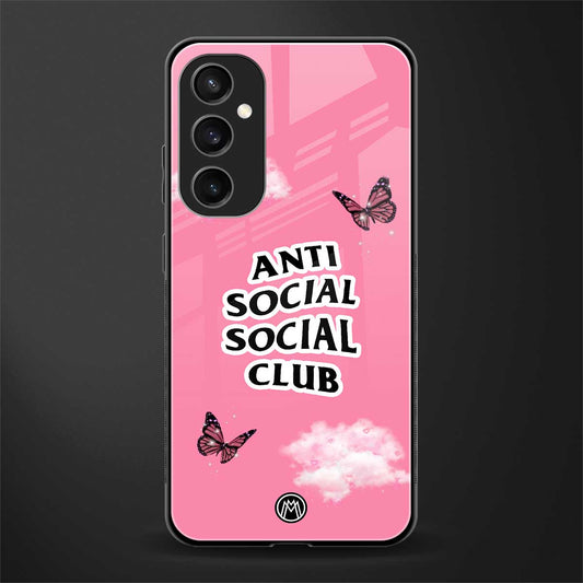 anti social social club pink edition back phone cover | glass case for samsung galaxy s23 fe 5g