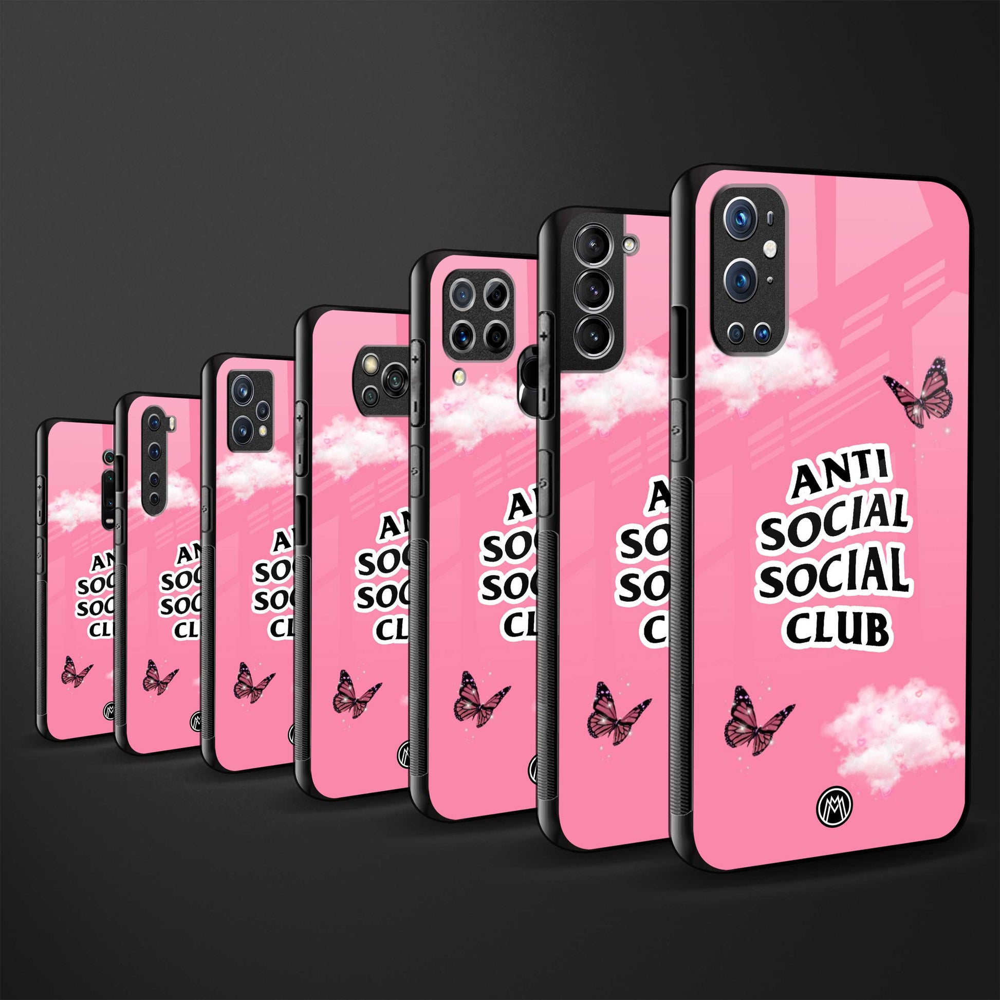 anti social social club pink edition back phone cover | glass case for samsung galaxy a14 5g