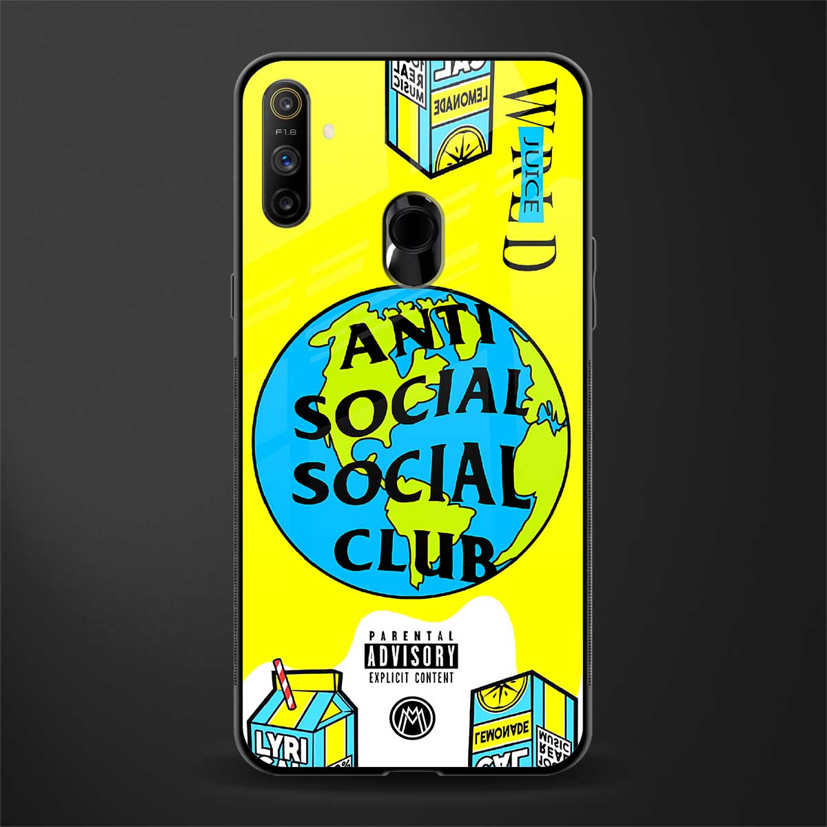 anti social social club x juice wrld glass case for realme narzo 10a image
