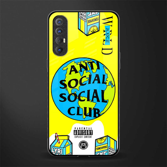 anti social social club x juice wrld glass case for oppo reno 3 pro image