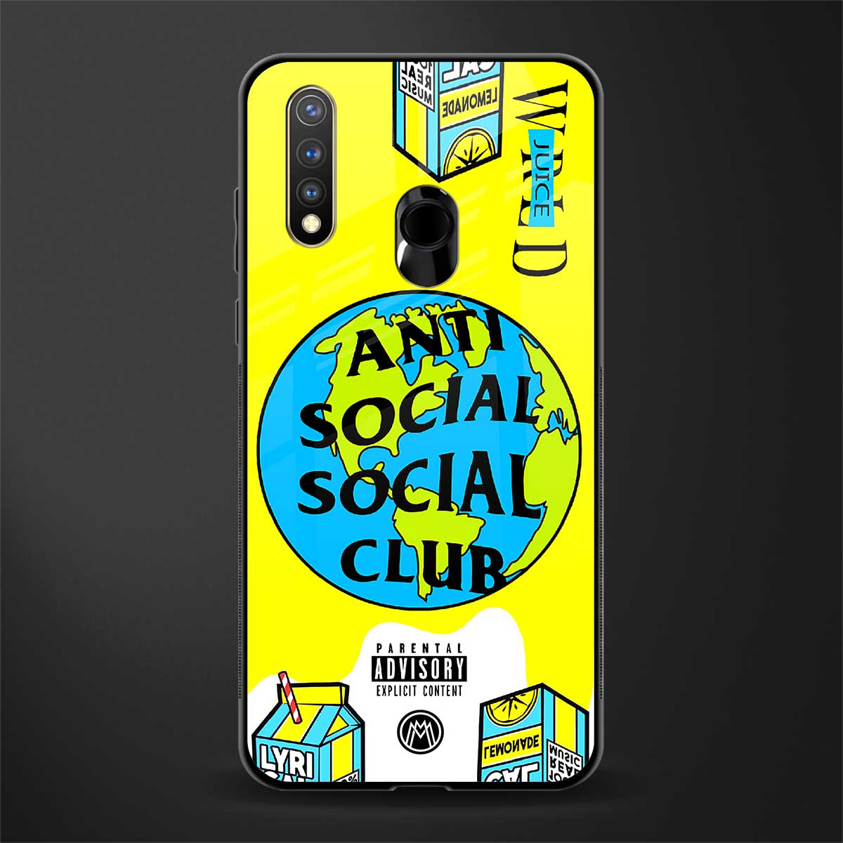 anti social social club x juice wrld glass case for vivo y19 image