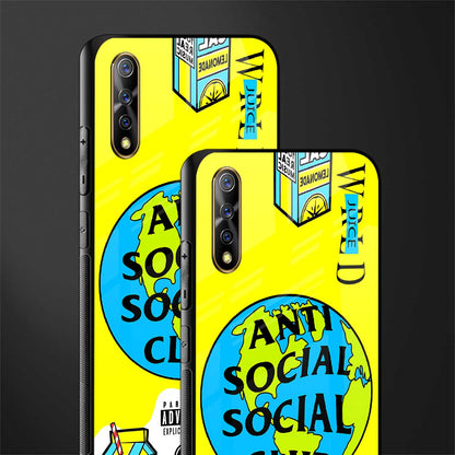 anti social social club x juice wrld glass case for vivo s1 image-2