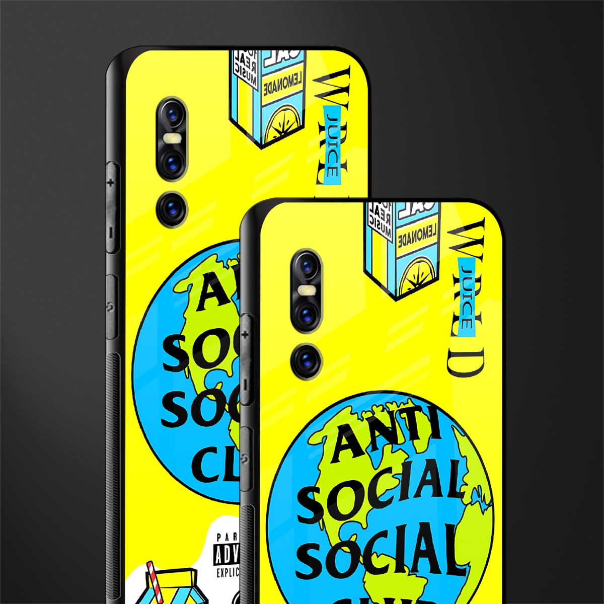 anti social social club x juice wrld glass case for vivo v15 pro image-2