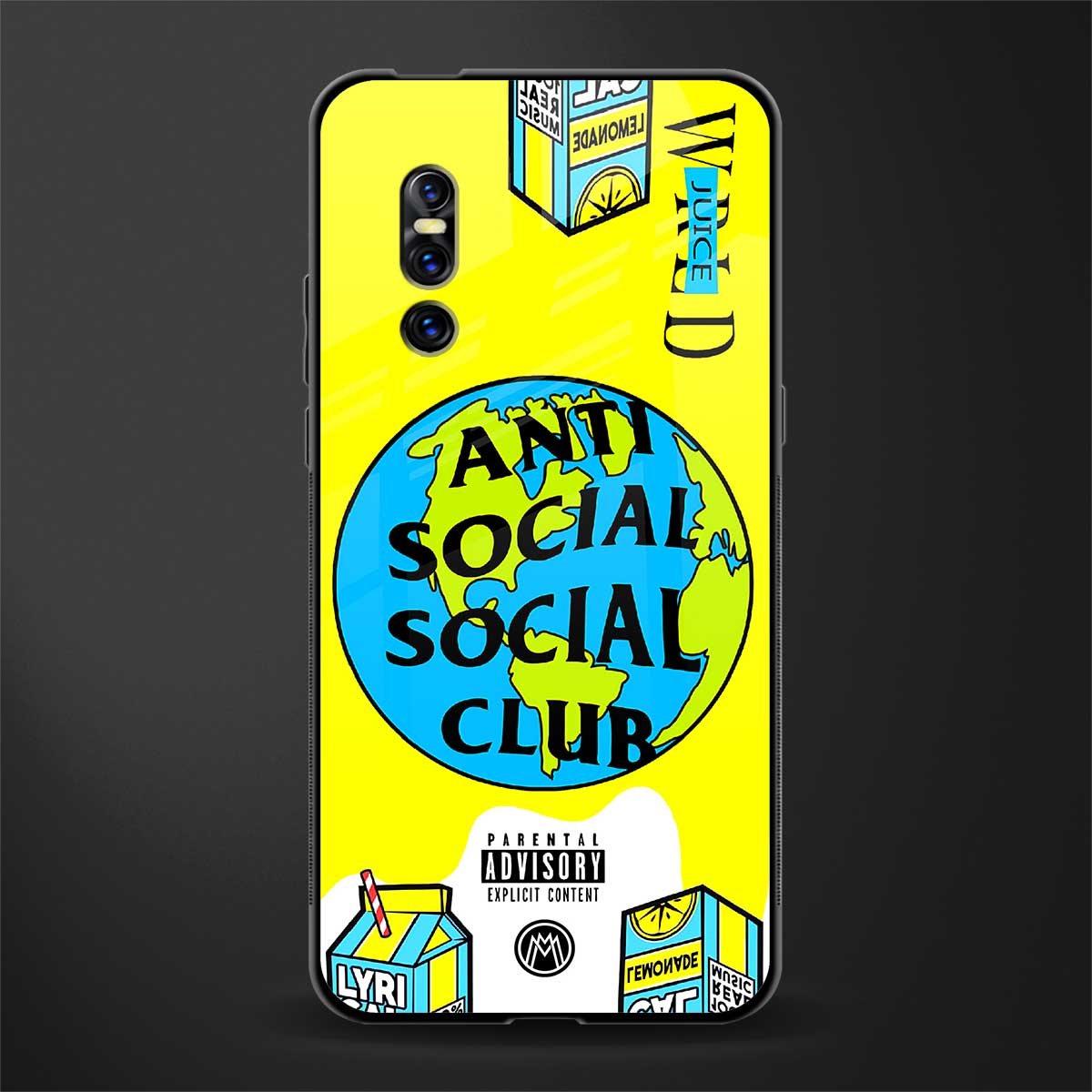 anti social social club x juice wrld glass case for vivo v15 pro image