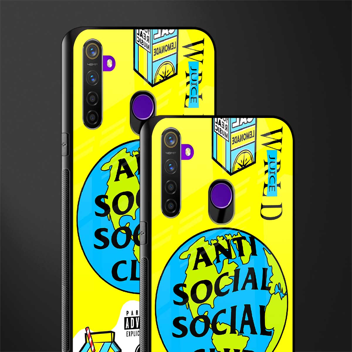 anti social social club x juice wrld glass case for realme 5 image-2