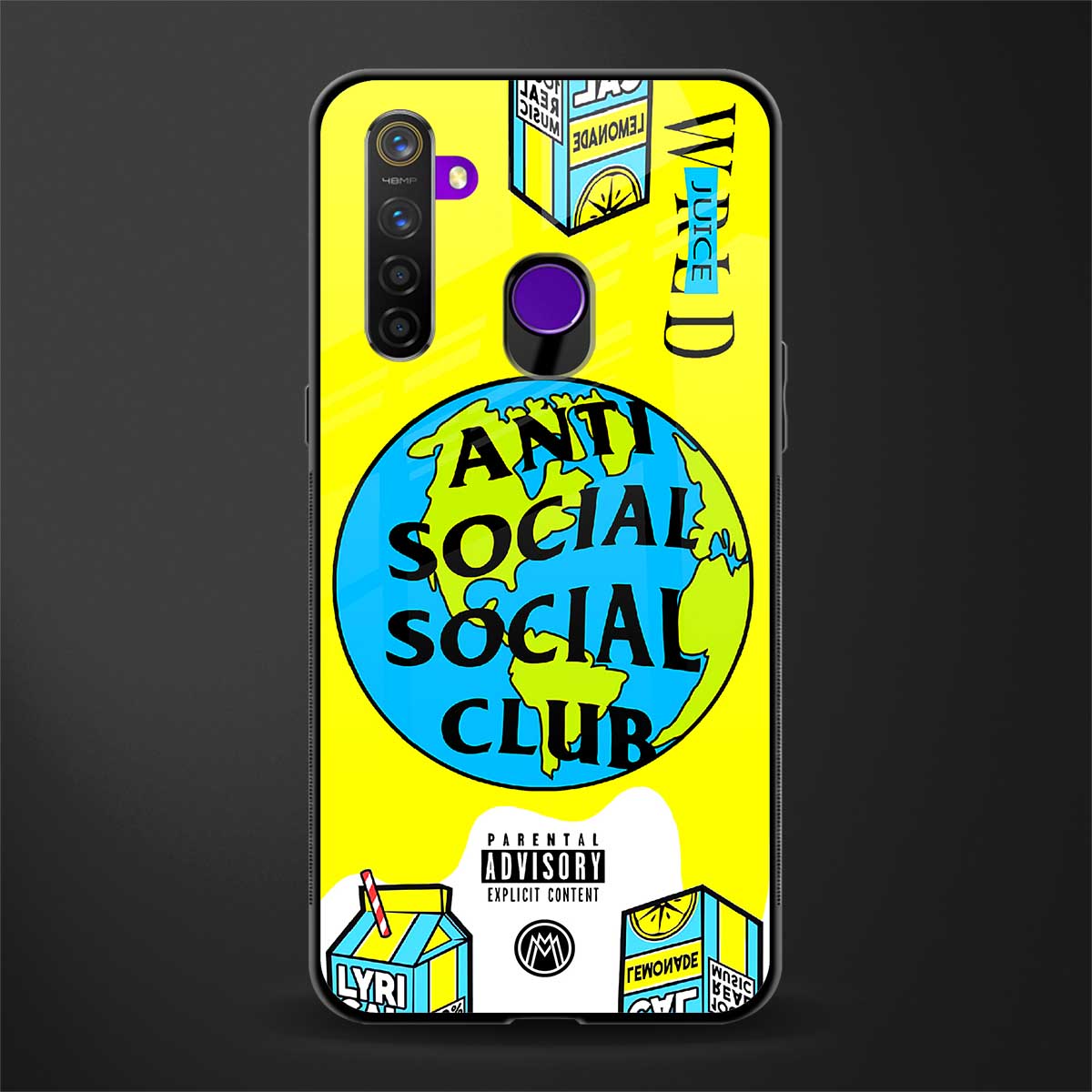 anti social social club x juice wrld glass case for realme 5i image