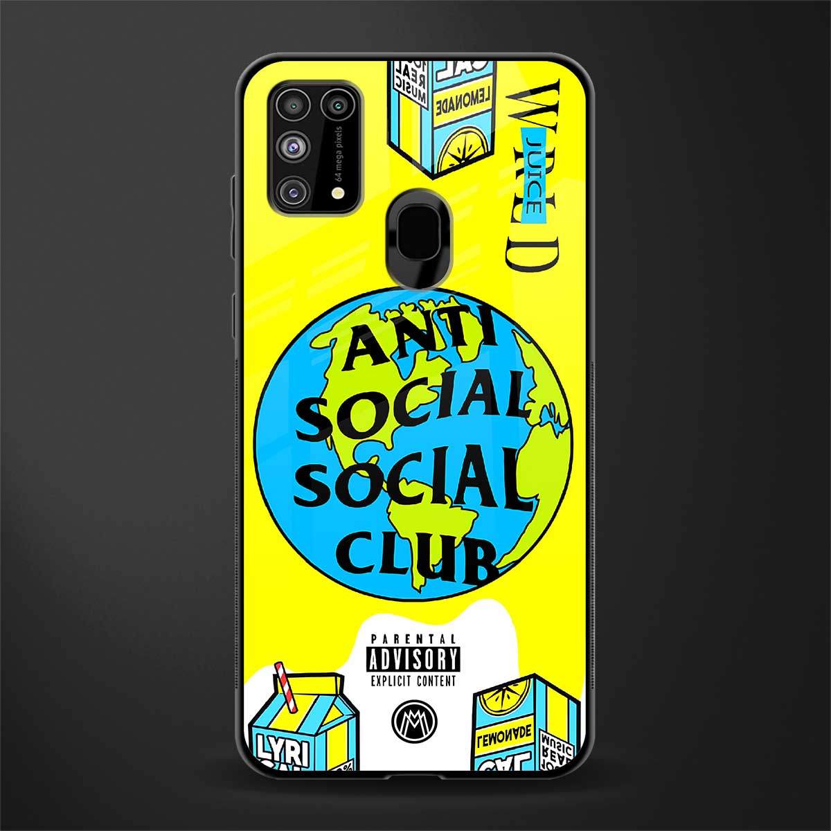 anti social social club x juice wrld glass case for samsung galaxy m31 prime edition image