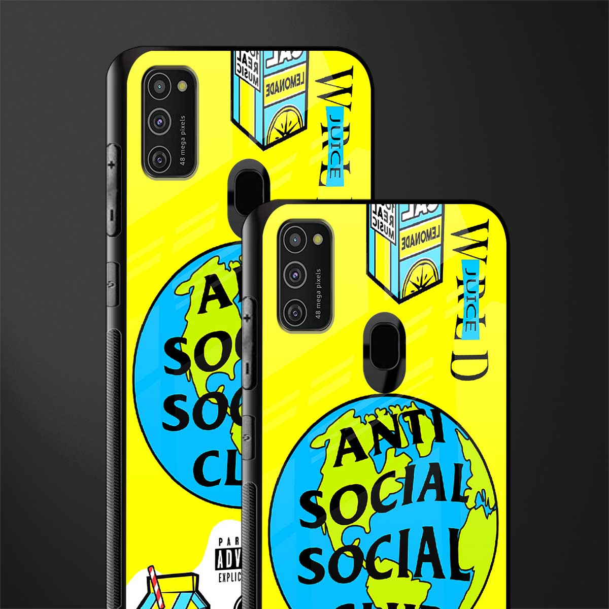 anti social social club x juice wrld glass case for samsung galaxy m21 image-2
