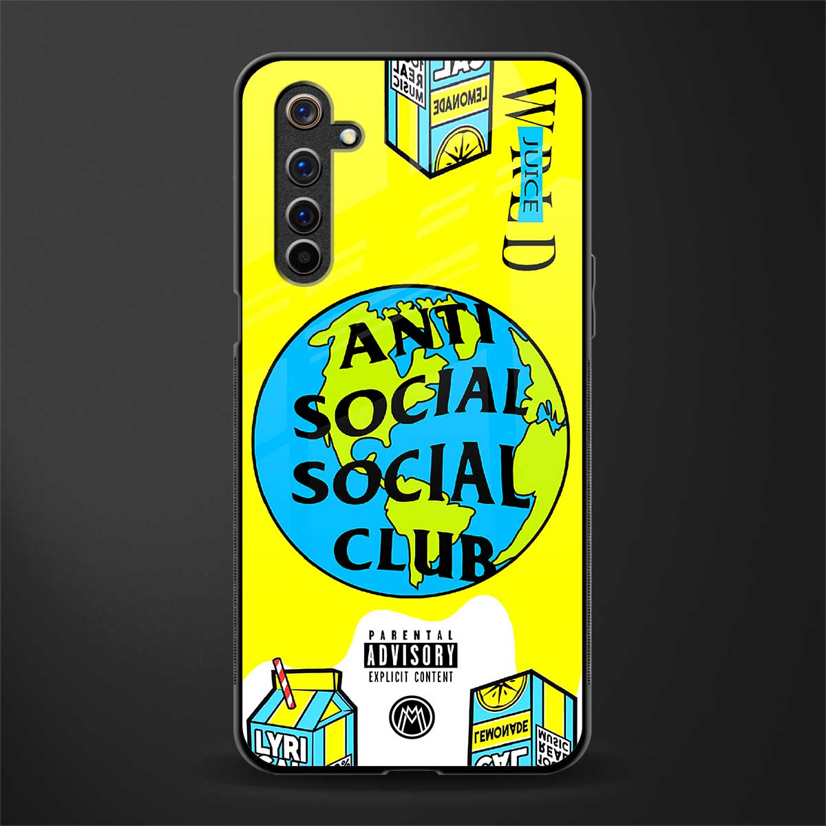 anti social social club x juice wrld glass case for realme 6i image