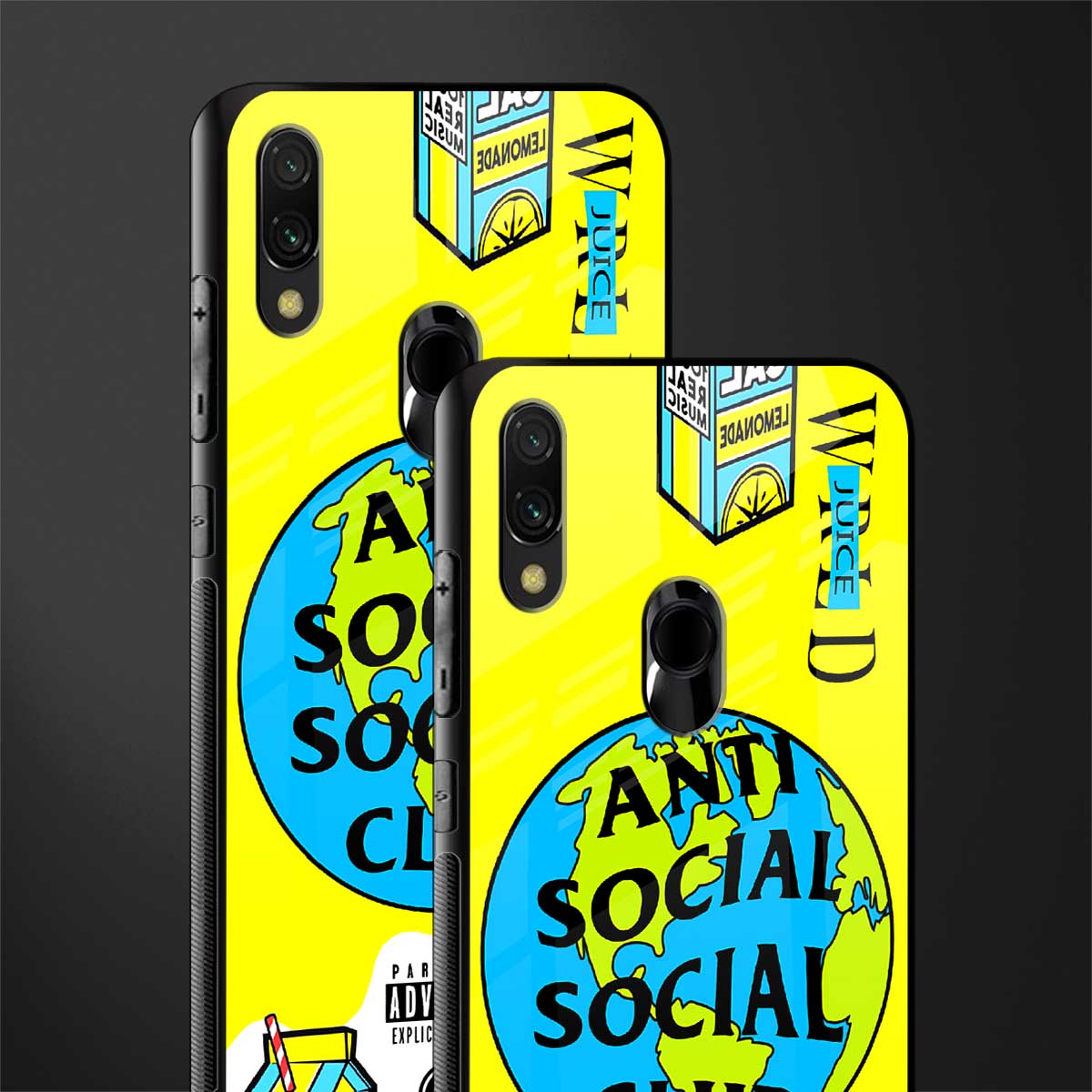 anti social social club x juice wrld glass case for redmi note 7 image-2