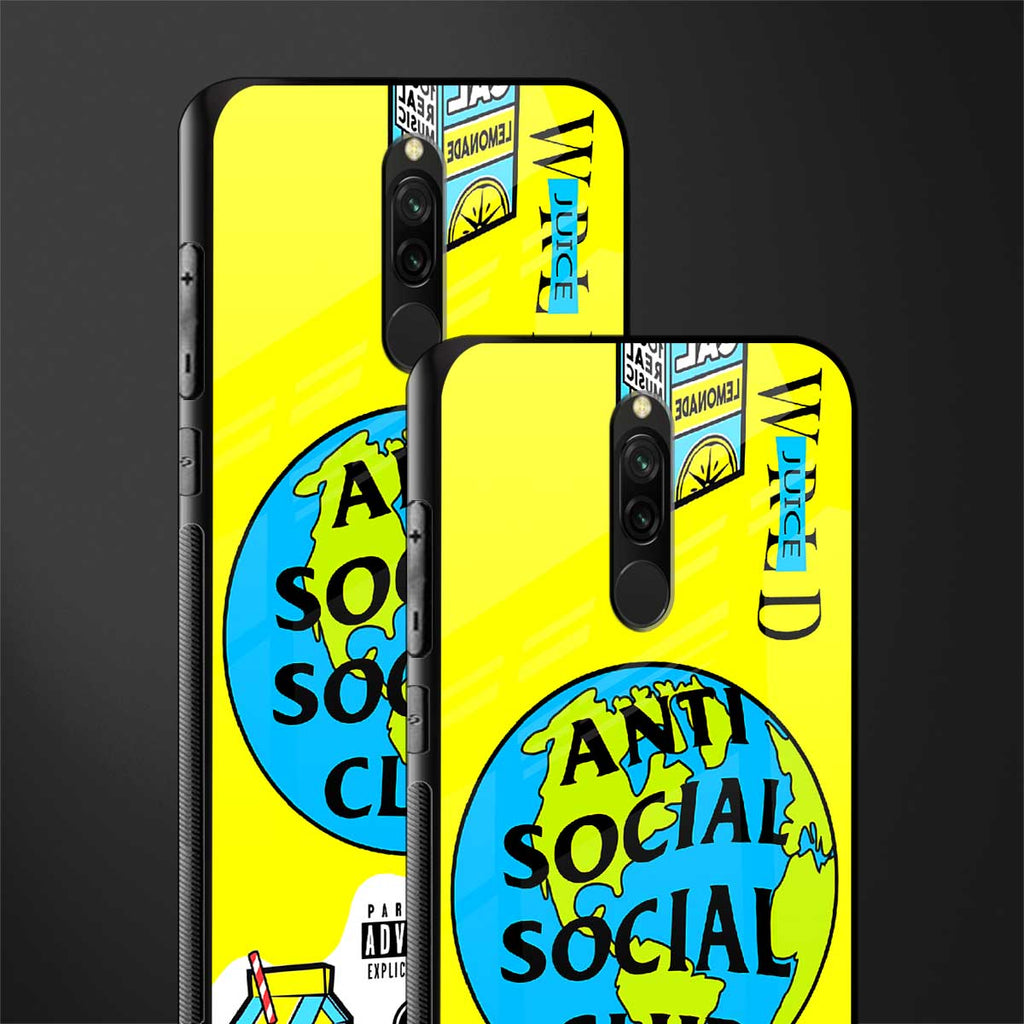 anti social social club x juice wrld glass case for redmi 8 image-2