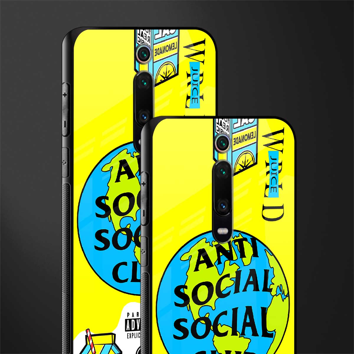 anti social social club x juice wrld glass case for redmi k20 pro image-2