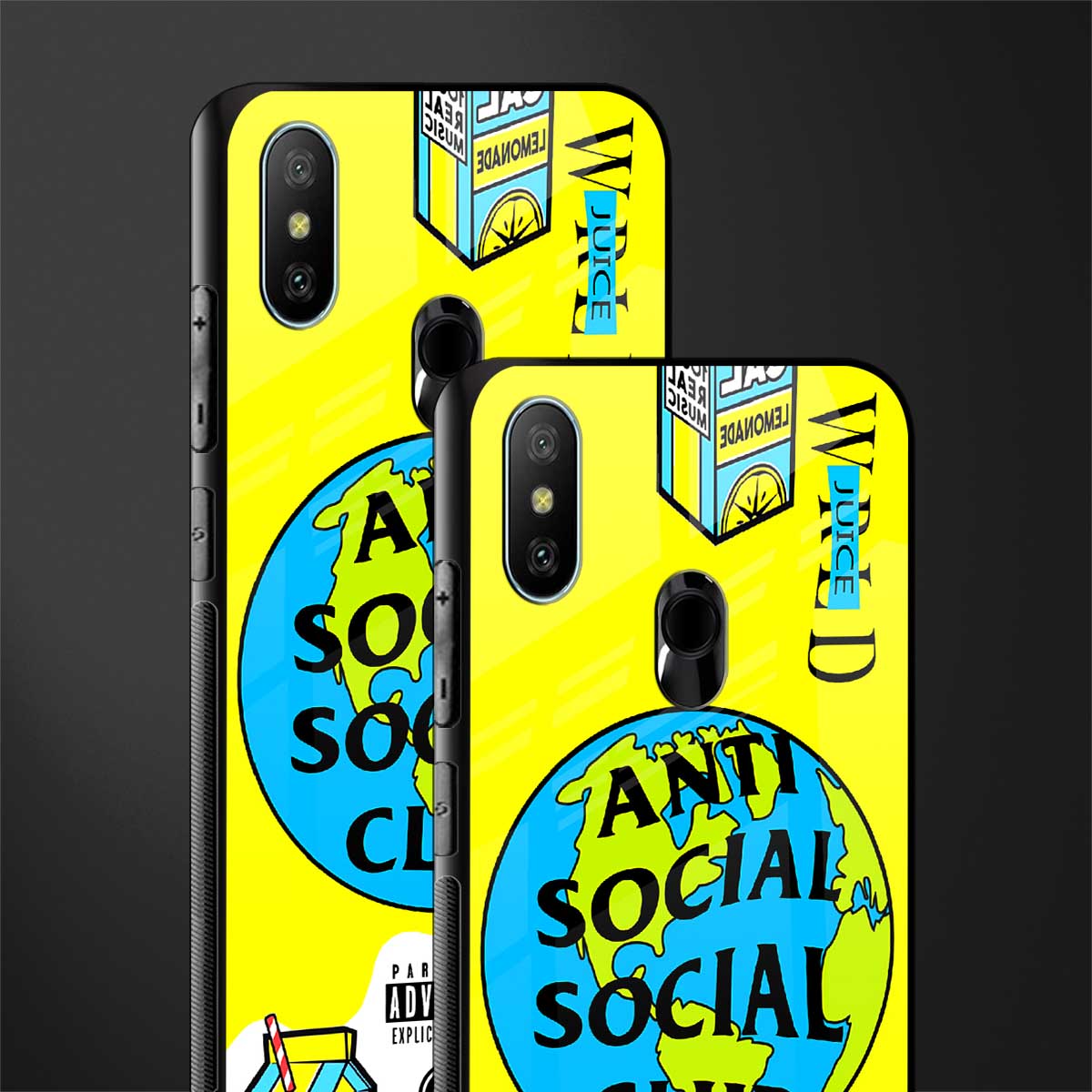 anti social social club x juice wrld glass case for redmi 6 pro image-2