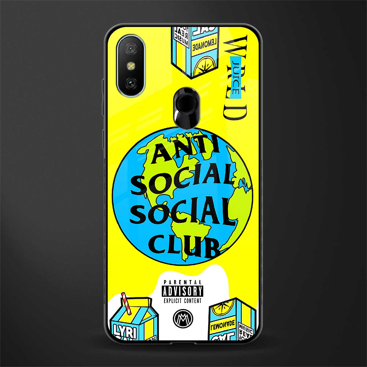 anti social social club x juice wrld glass case for redmi 6 pro image