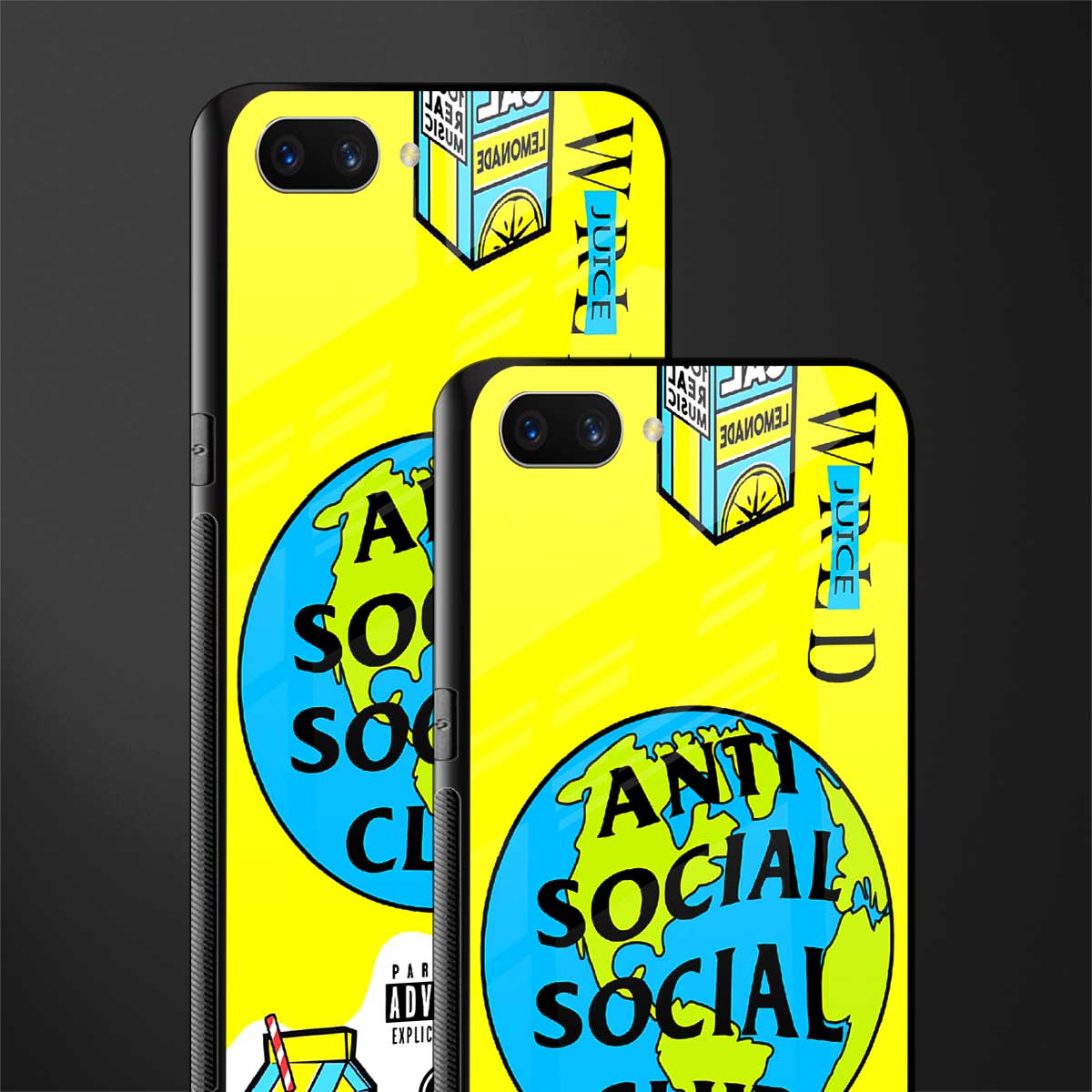 anti social social club x juice wrld glass case for oppo a3s image-2