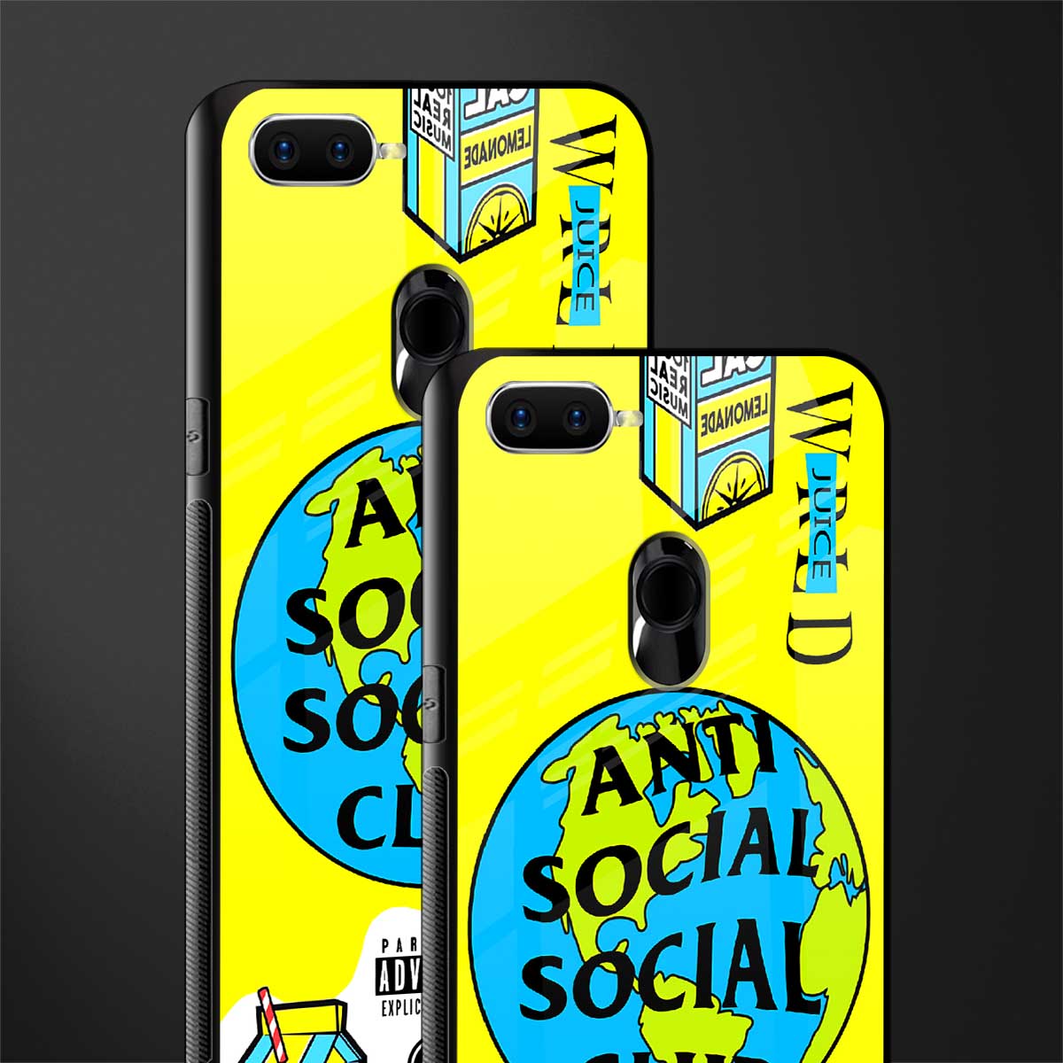 anti social social club x juice wrld glass case for oppo a7 image-2