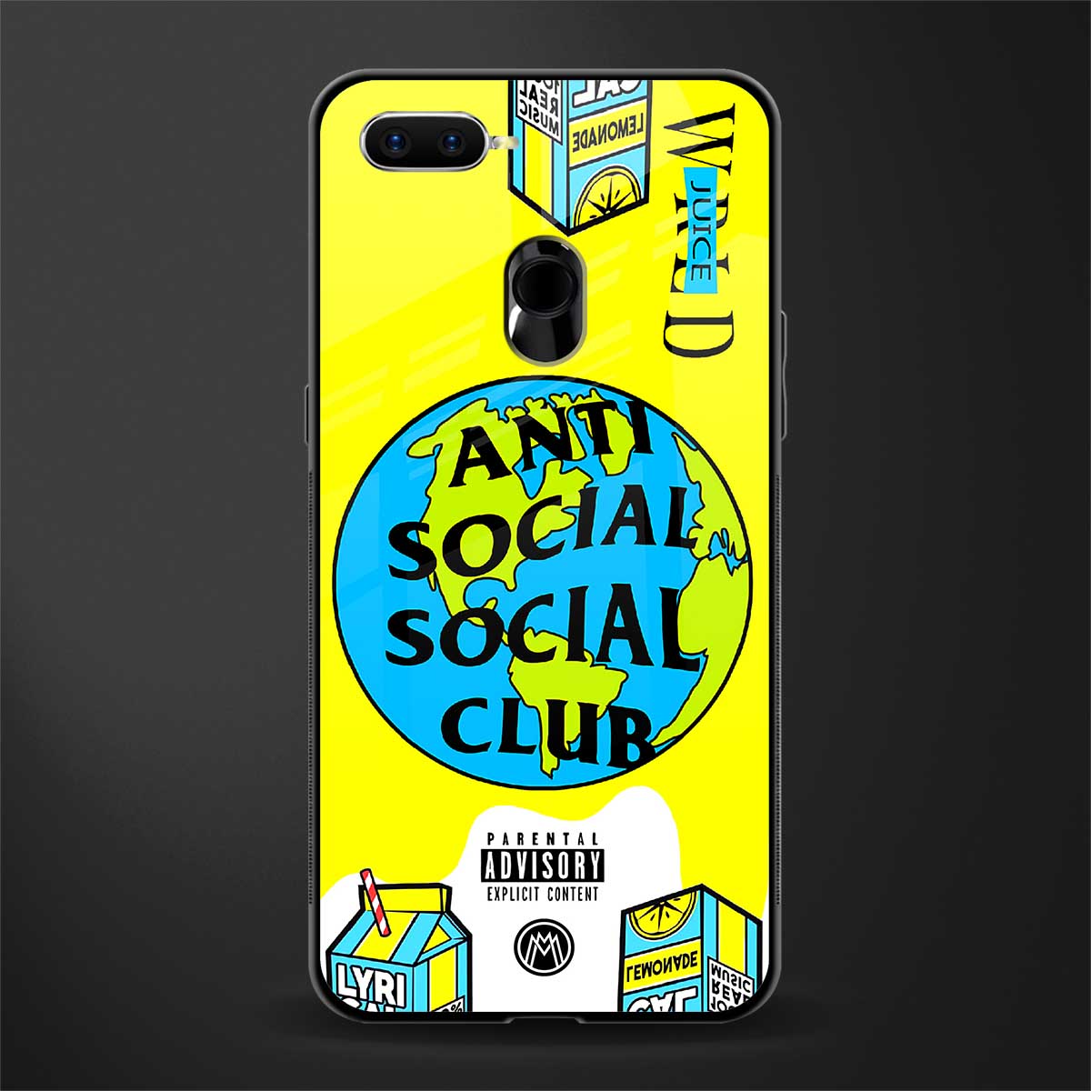 anti social social club x juice wrld glass case for realme u1 image