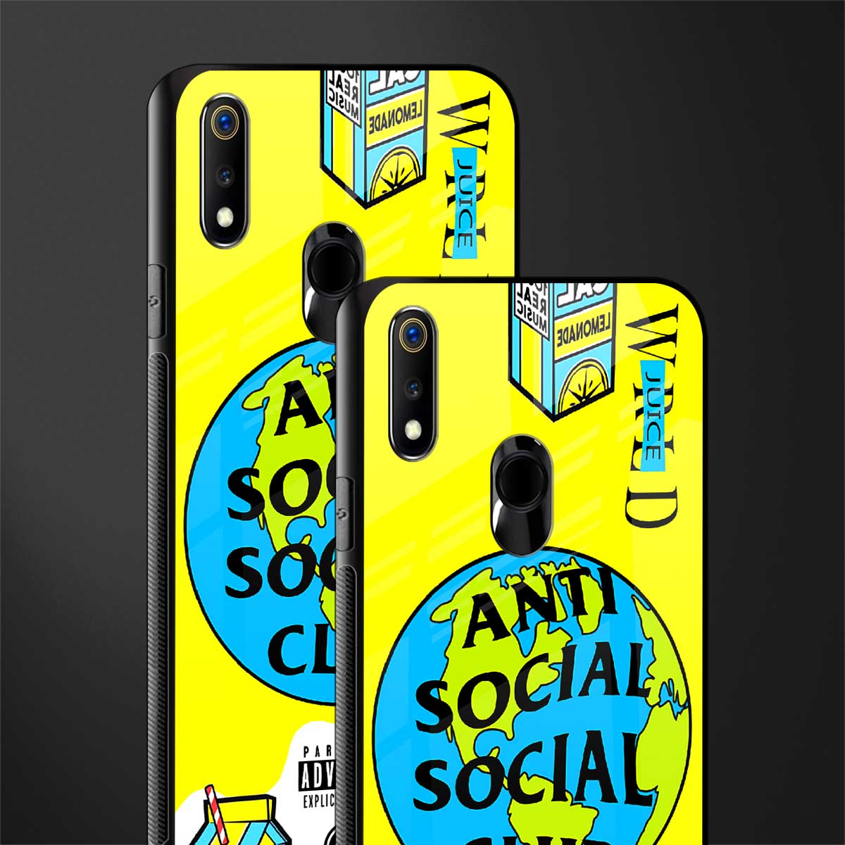 anti social social club x juice wrld glass case for realme 3 image-2