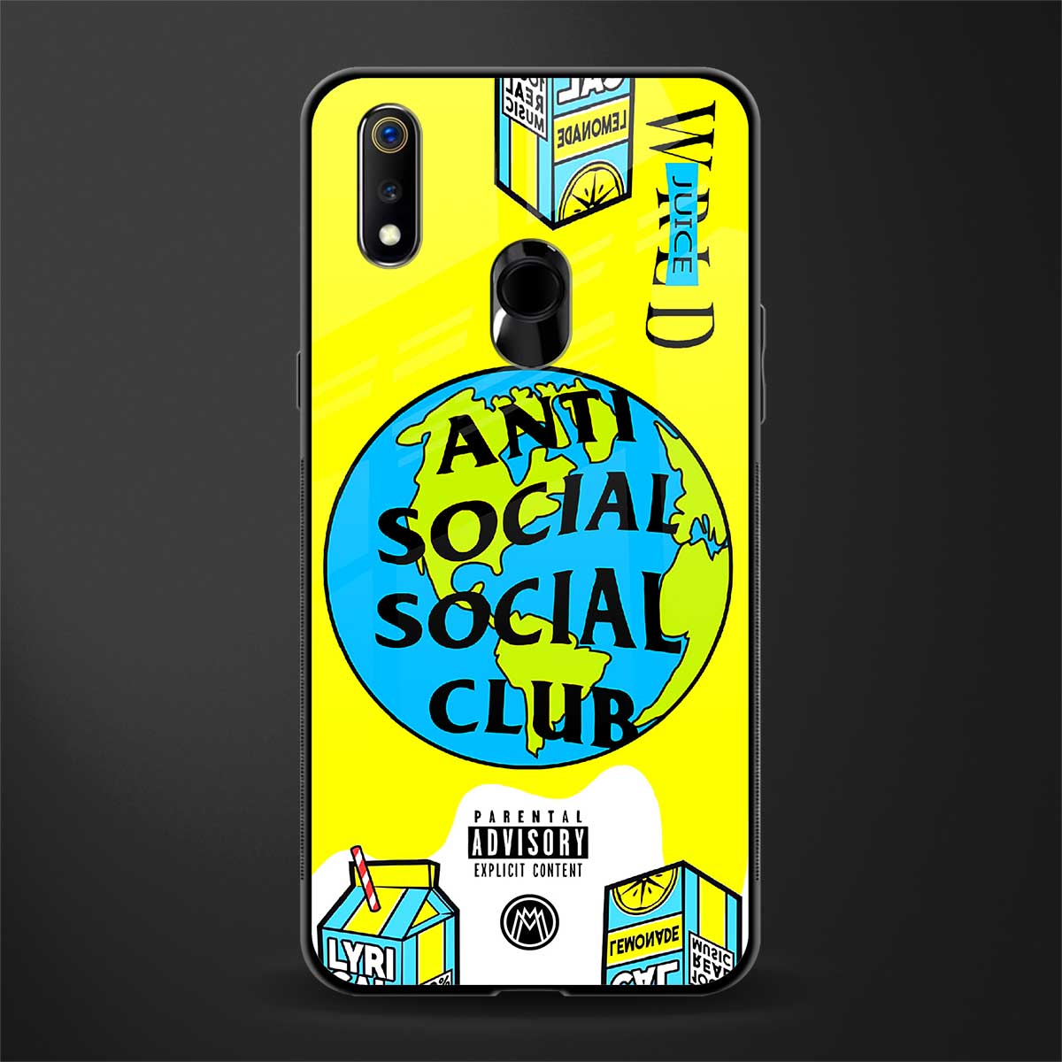 anti social social club x juice wrld glass case for realme 3 pro image