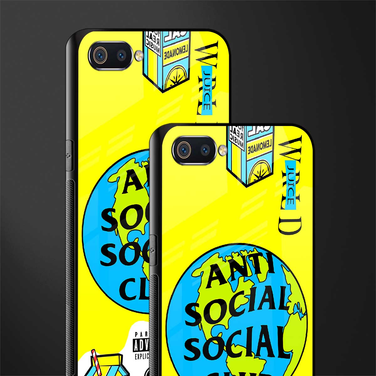 anti social social club x juice wrld glass case for realme c2 image-2