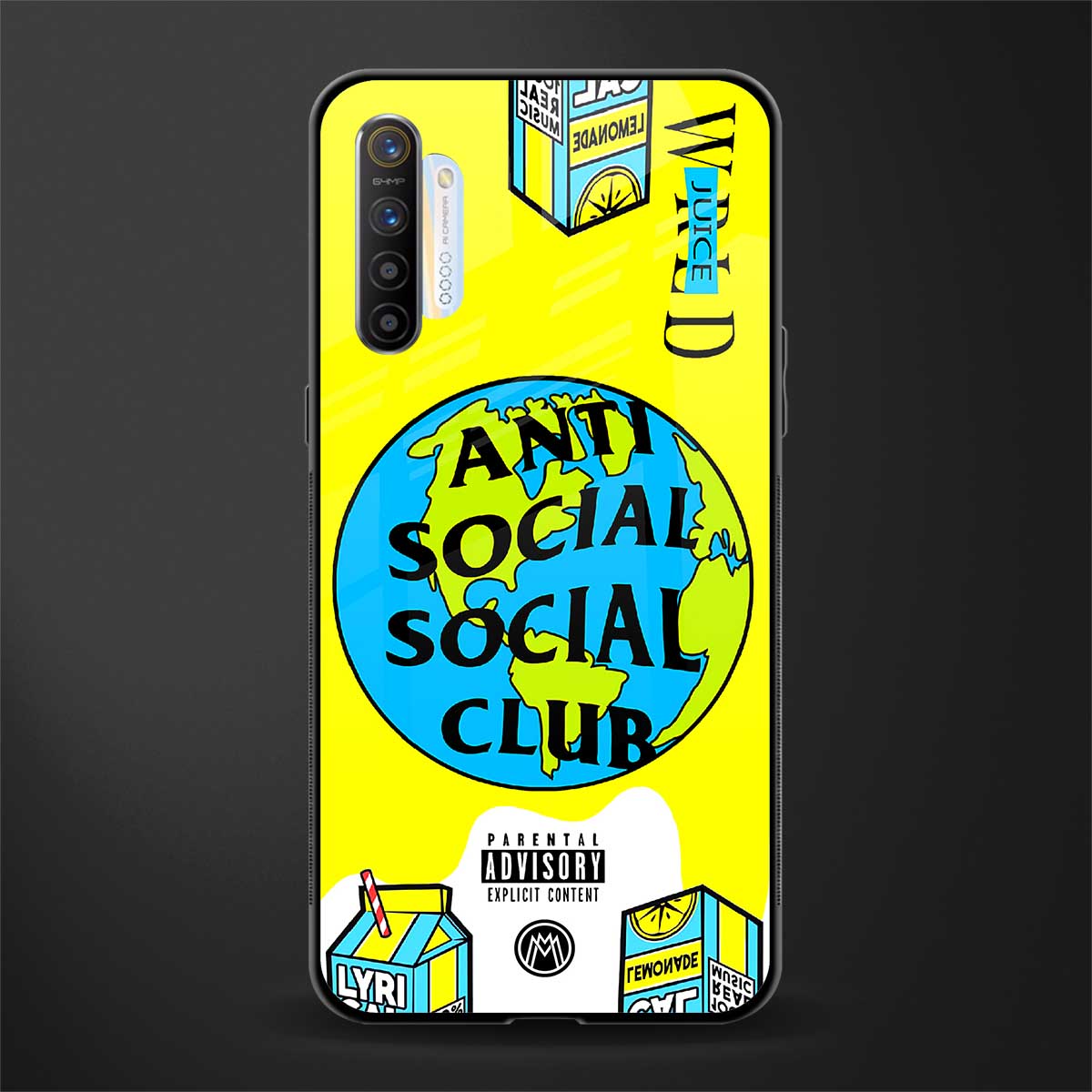 anti social social club x juice wrld glass case for realme xt image