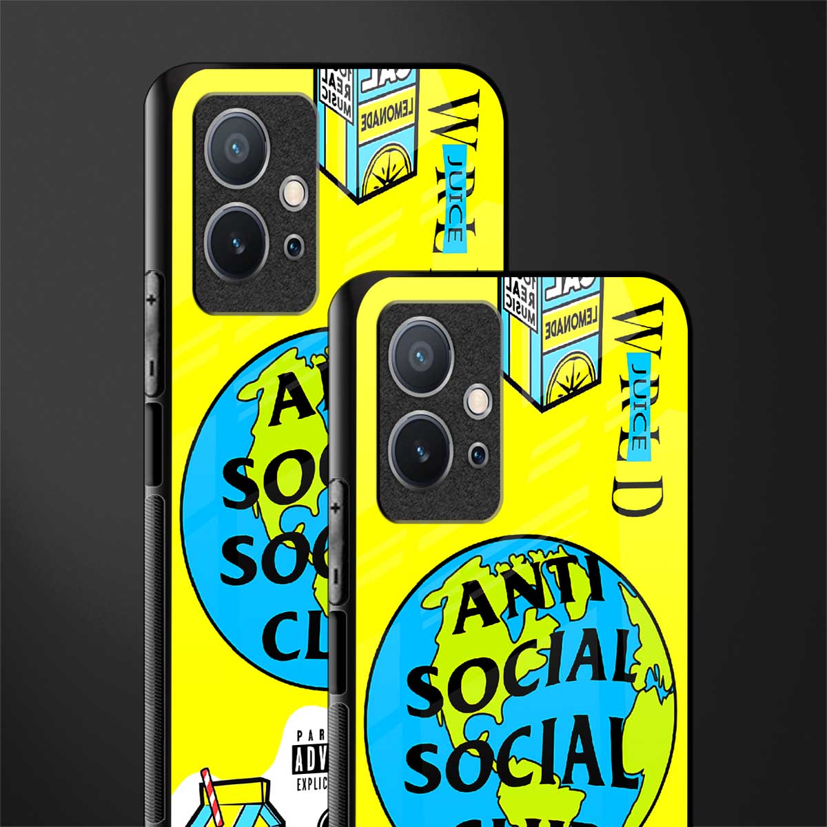 anti social social club x juice wrld glass case for vivo t1 5g image-2