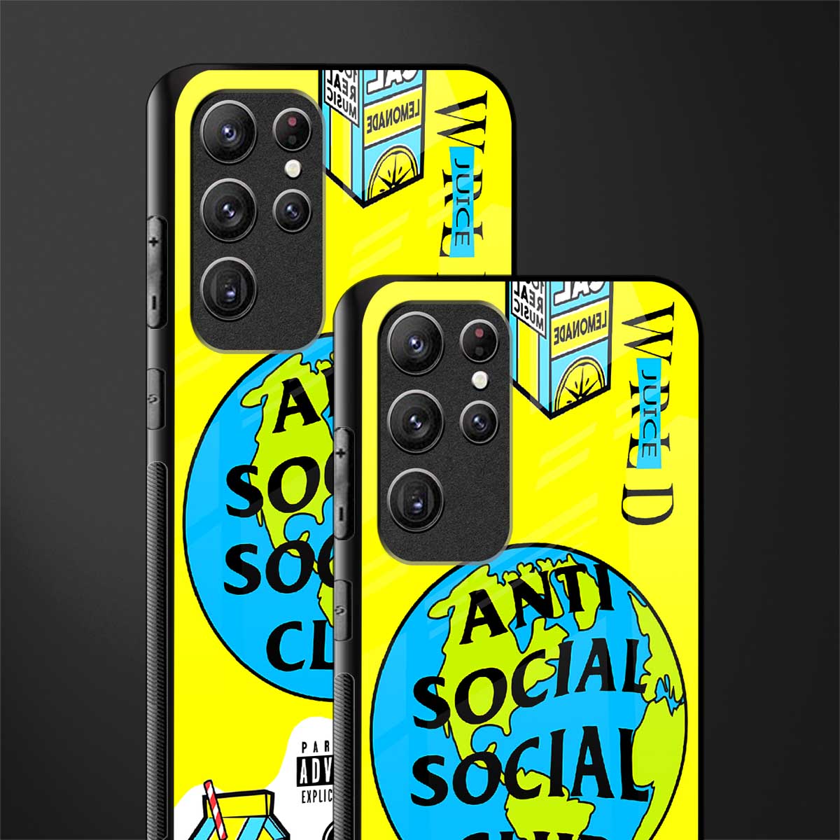 anti social social club x juice wrld glass case for samsung galaxy s22 ultra 5g image-2