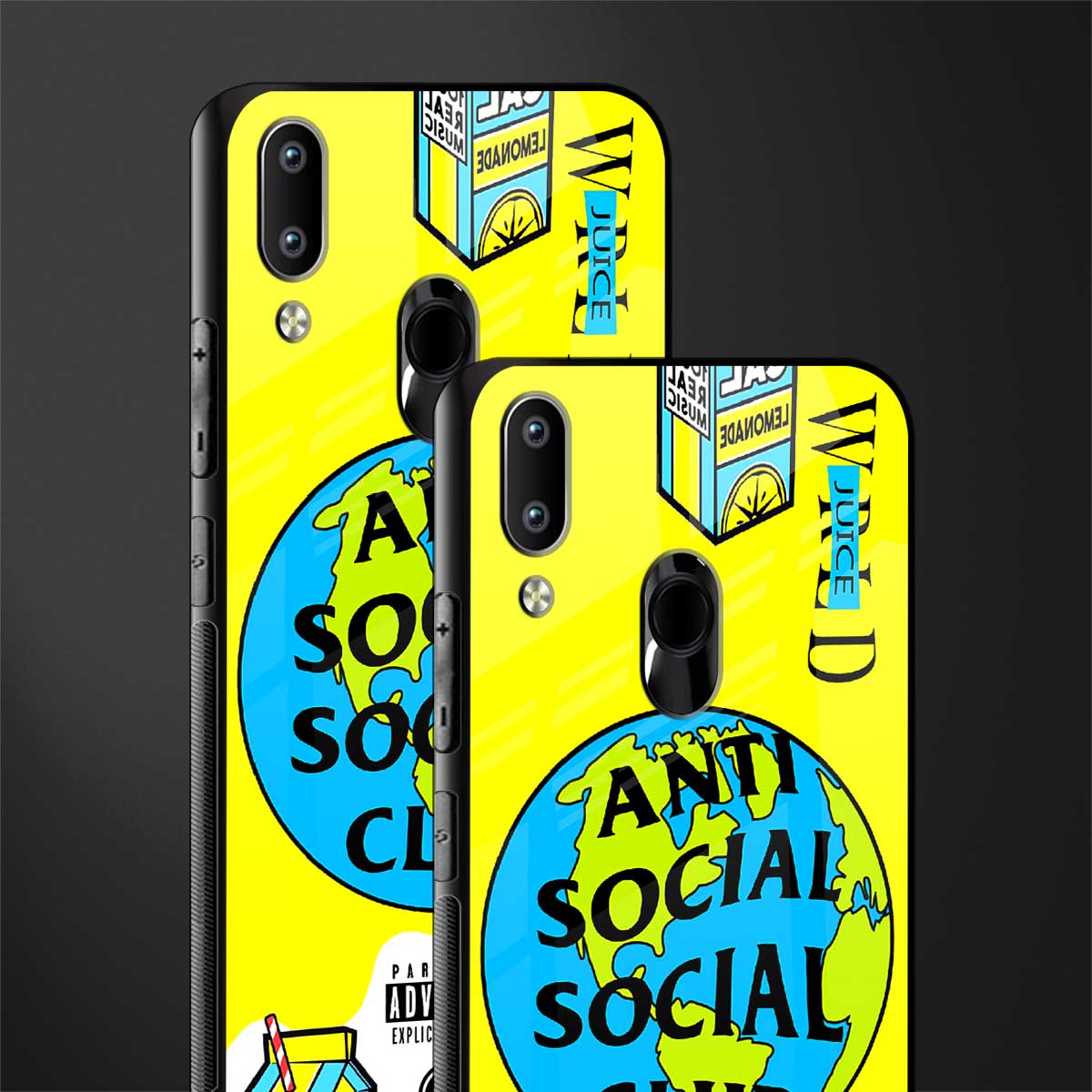 anti social social club x juice wrld glass case for vivo y91 image-2