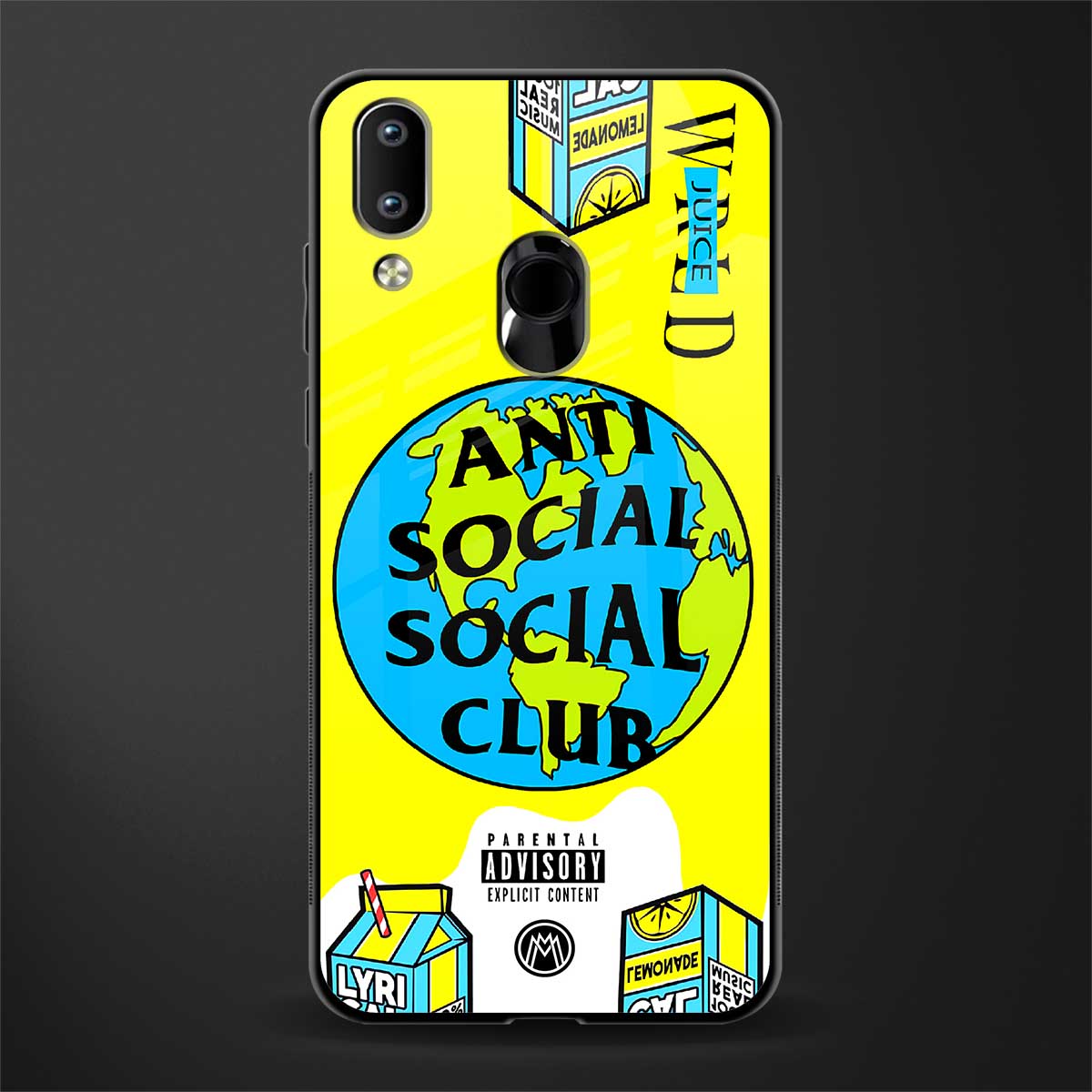 anti social social club x juice wrld glass case for vivo y95 image