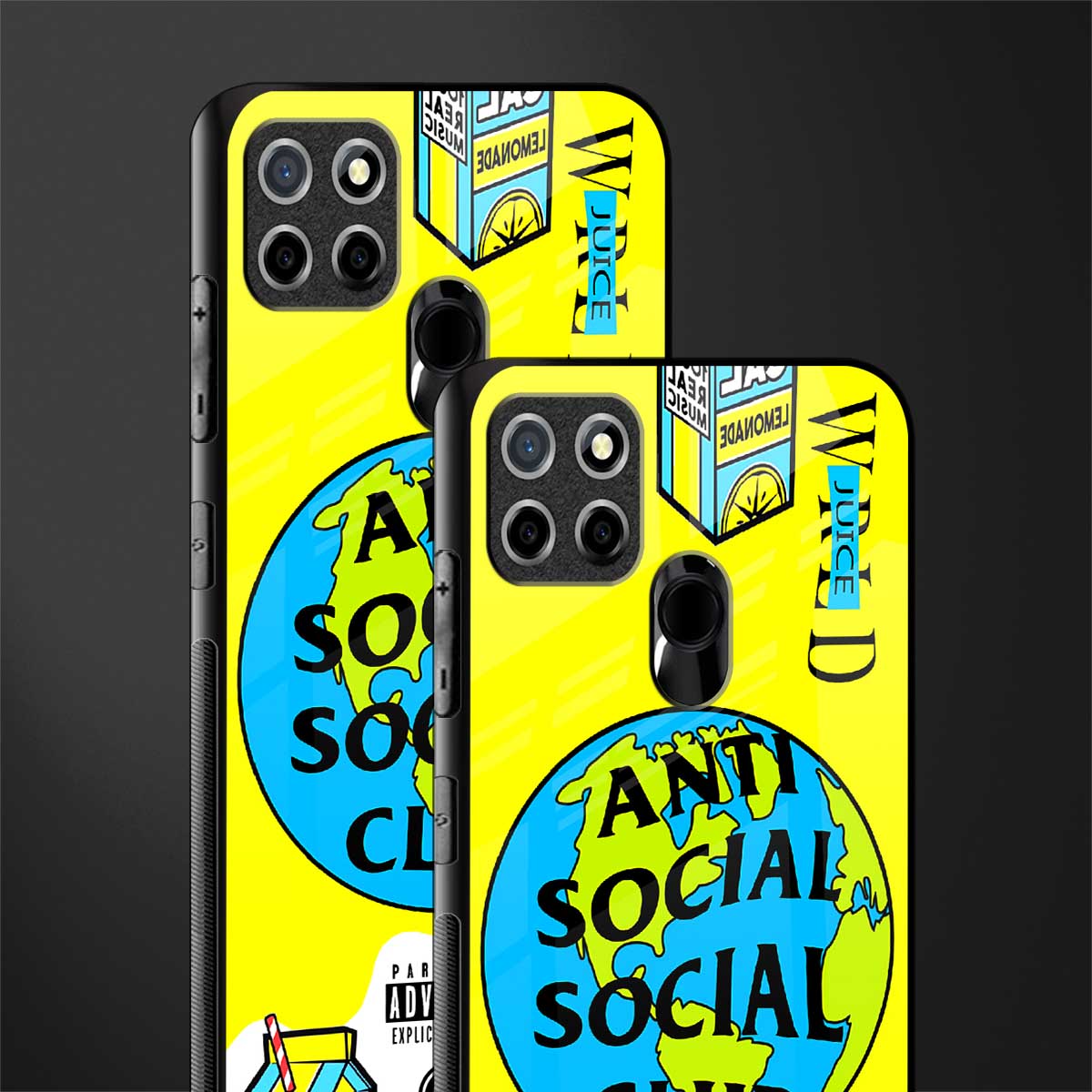 anti social social club x juice wrld glass case for realme narzo 30a image-2