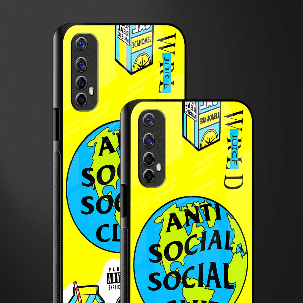 anti social social club x juice wrld glass case for realme 7 image-2