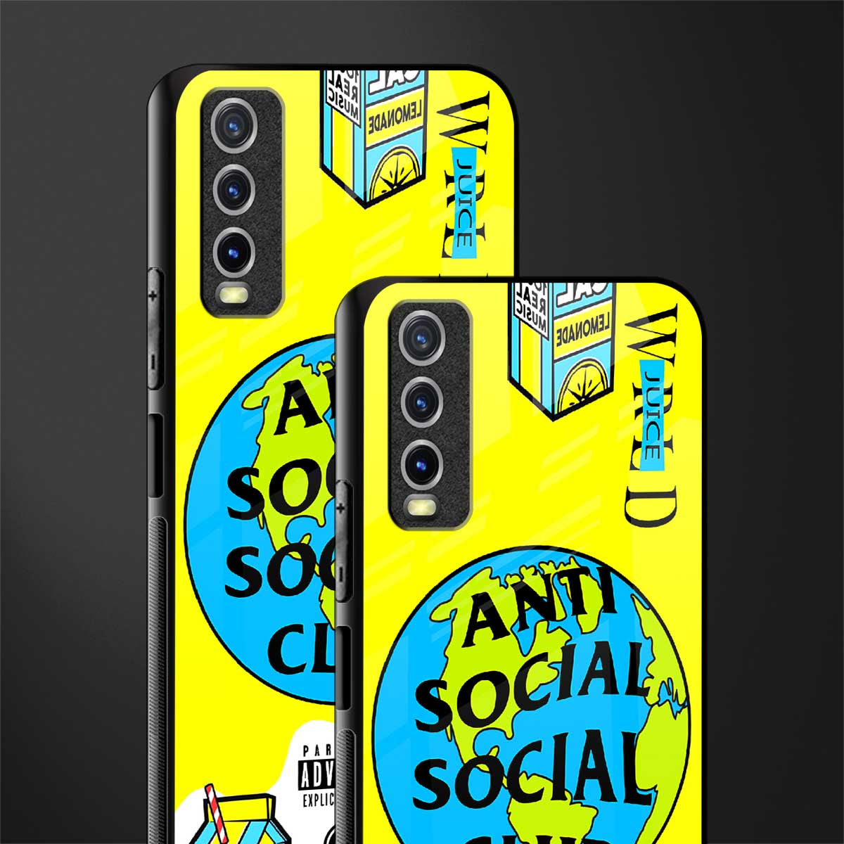 anti social social club x juice wrld glass case for vivo y20 image-2